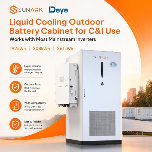 Sunark 125kW 261kWh Liquid Cooling BESS Outdoor Battery Cabinet for Large Scale Microgrid Energy Storage Solutions CE IEC
