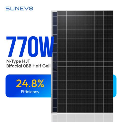 Sunevo Industrial Commercial N Type HJT 550w 700w 720w 750w 770w Mono Bifacial Solar Panels 24.8% Efficiency