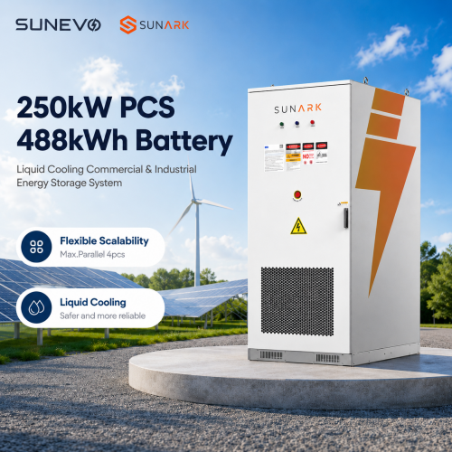 Sunark 250kW 488kWh Liquid Cooling BESS Outdoor Battery Cabinet for Large Scale Microgrid Energy Storage Solutions CE IEC